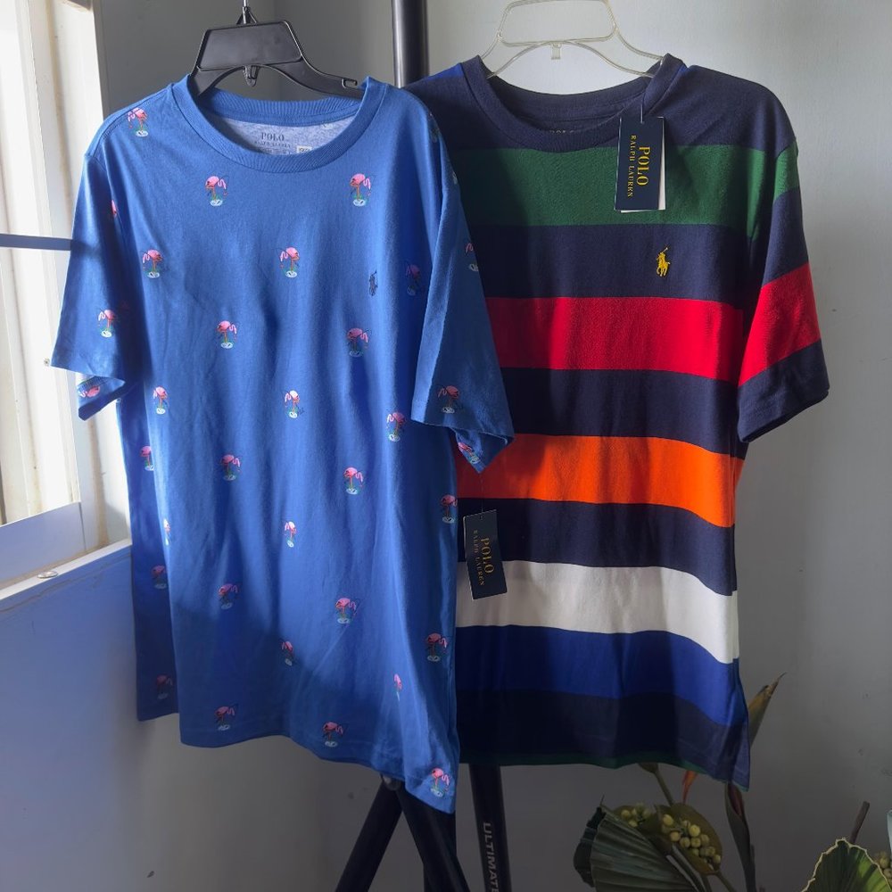 NWT POLO RALPH LAUREN LOT OF 2 SHIRTS Big Boys 18-20 XL Logo Jersey T-shirt